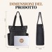 ISEYOU Borsa Tracolla Donna Grande, Tote Bag con Cerniera, Borse Donna a Mano in Nylon Leggero, Tessuto Oxford Impermeabile Shopper con Tasche Multiple, per Shopping Viaggi Lavoro Università