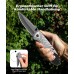 ISEYOU Klappmesser, Vollmetall Taschenmesser mit Titanbeschichtung, Scharfes Tragbares Springmesser mit Taschenclip, Survival & Rescue Messer Outdoor für Arbeit Wandern Camping EDC Geschenk für Männer