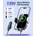 ISEYOU Support Telephone Voiture Induction, 15 W Chargeur Induction Voiture [Serrage Automatique & Rotation 360°] sans Fil Intelligente Rapide Compatible avec 15 14 Pro Max, Galaxy S23/S22, etc