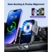 ISEYOU Support Telephone Voiture Induction, 15 W Chargeur Induction Voiture [Serrage Automatique & Rotation 360°] sans Fil Intelligente Rapide Compatible avec 15 14 Pro Max, Galaxy S23/S22, etc