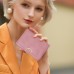 ISEYOU Geldbörse Damen mit Münzfach, Portemonnaie Damen Klein Viele Fächer, Geldbeutel Damen Kurzformat PU Leder mit 15 Kartenfächer - Weich Elegante Wallet (Rosa)